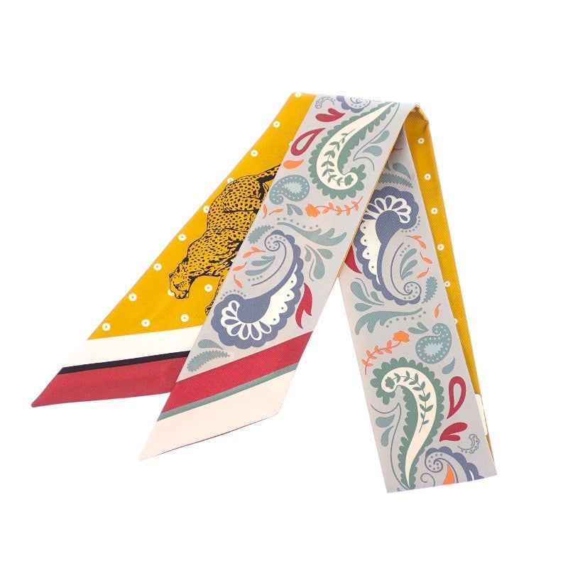 エルメス HERMES ツイリー GUEPARDS BANDANA H064179S_03 スカーフ シルク グリペール×ルージュアッシュ イエロー レディース【中古】【Aランク】