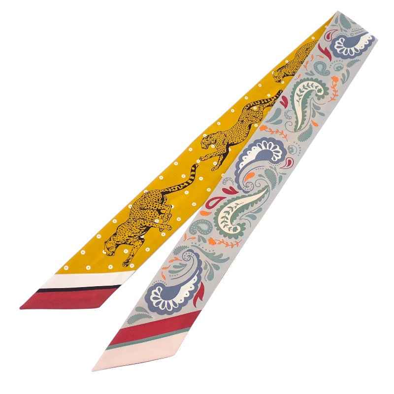 エルメス HERMES ツイリー GUEPARDS BANDANA H064179S_03 スカーフ シルク グリペール×ルージュアッシュ イエロー レディース【中古】【Aランク】