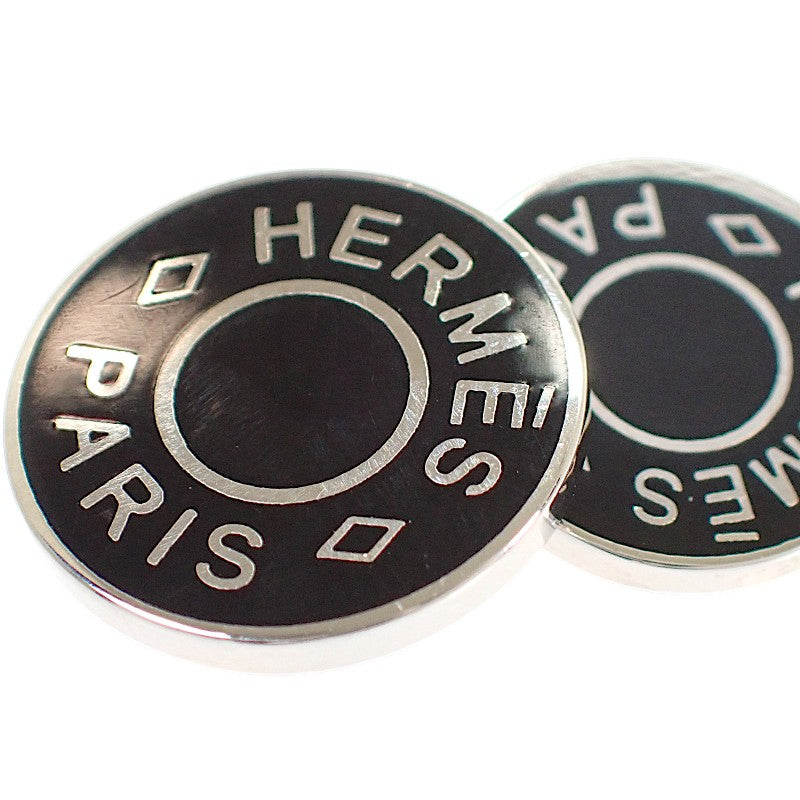 エルメス HERMES セリエ カフリンクス カフス メタル ブラック シルバー金具 メンズ【中古】【ABランク】