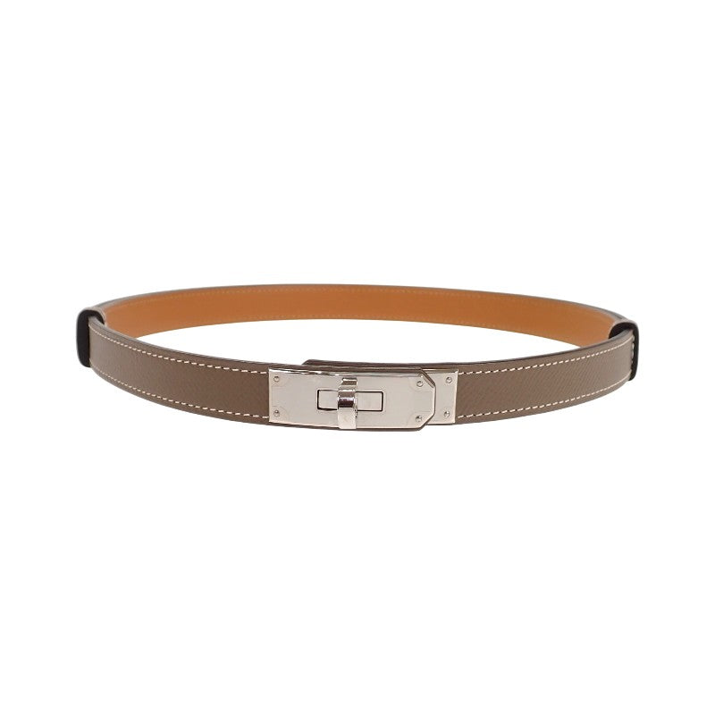 エルメス HERMES ケリー18 ベルト ヴォーエプソン ベージュ エトゥープ シルバー金具 レディース【中古】【Aランク】