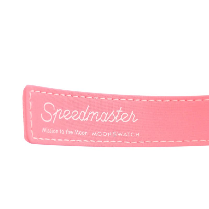 オメガ OMEGA スウォッチ SWATCH ミッショントゥザピンク ムーンフェイズ 限定 S033P700 腕時計 セラミック ナイロン クオーツ ホワイト文字盤 メンズ レディース【中古】【Aランク】