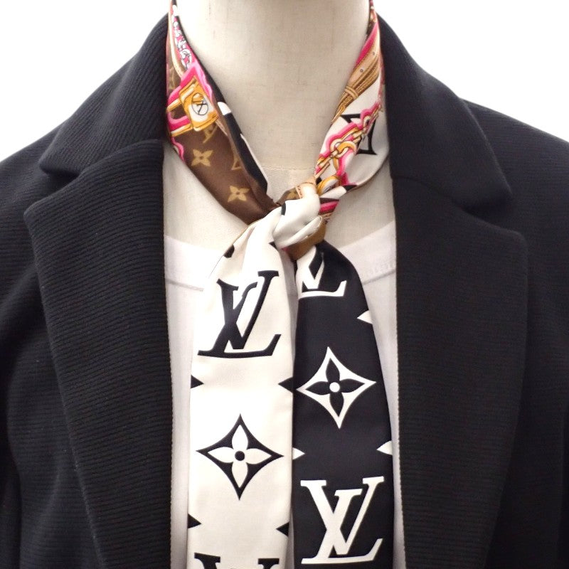 ルイヴィトン LOUIS VUITTON バンドーBB・アルティメット M76676 スカーフ シルク ブラック ホワイト ブラウン レディース【中古】【Aランク】