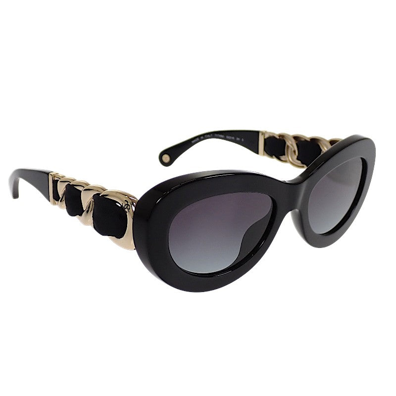 シャネル CHANEL オーバル シェイプ A71748 サングラス メタル アセテート ブラック レディース【中古】【Aランク】