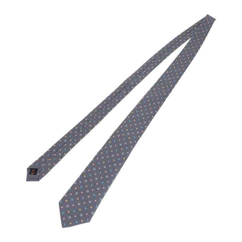 ルイヴィトン LOUIS VUITTON クラヴァット・モノグラムハーロー M76610 ネクタイ シルク グレー マルチカラー メンズ【中古】【SAランク】