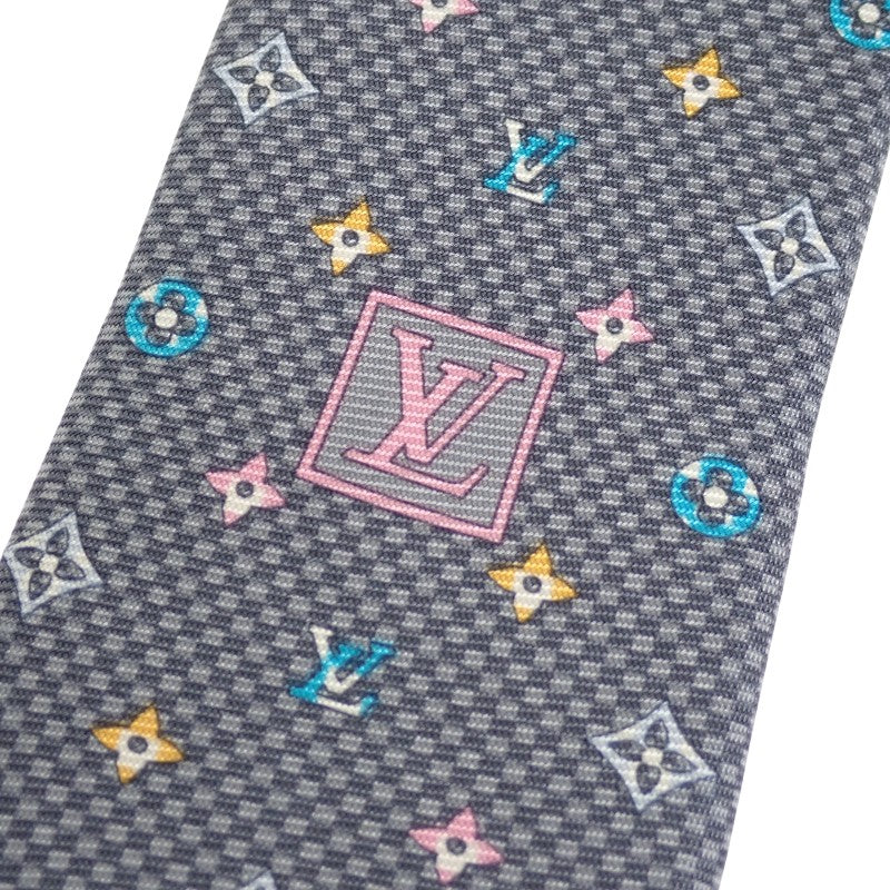 ルイヴィトン LOUIS VUITTON クラヴァット・モノグラムハーロー M76610 ネクタイ シルク グレー マルチカラー メンズ【中古】【SAランク】