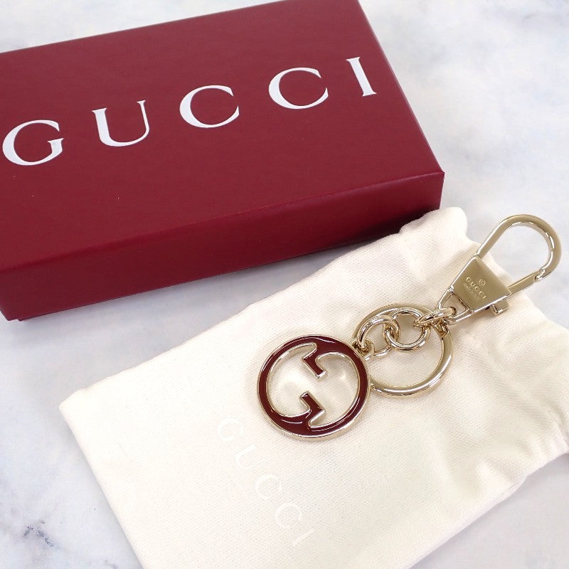 グッチ GUCCI ブロンディキーチェーン 818798_I11DS_8041 バッグチャーム メタル ゴールド ロッソアンコーラ レディース【中古】【Aランク】