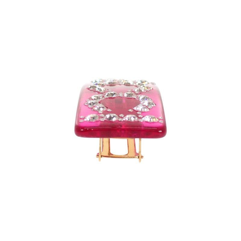 グッチ GUCCI ロゴ ヘアアクセサリー 513120I4771 バレッタ GP クリスタル ピンク レディース【中古】【ABランク】