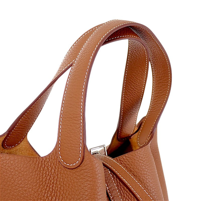 エルメス HERMES ピコタンロック MM ハンドバッグ トリヨンクレマンス ブラウン シルバー金具 レディース【中古】【Aランク】