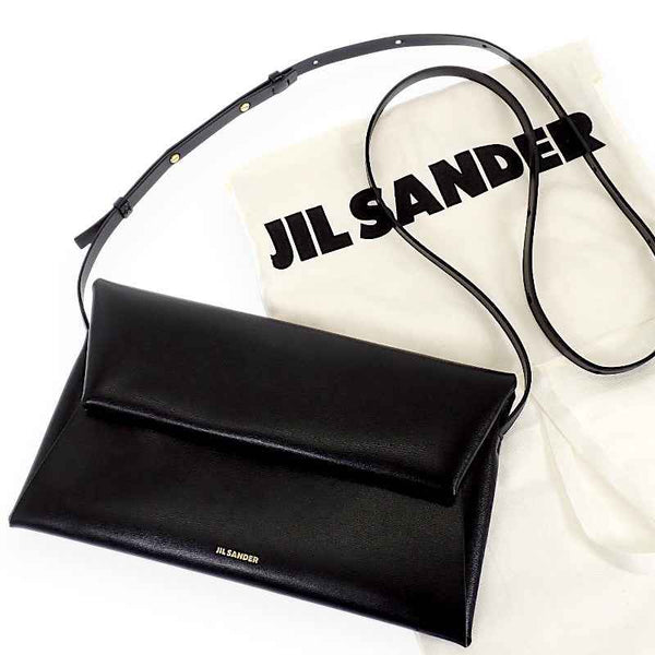ジルサンダー JIL SANDER FOLDED フォルデッド スモール J07VL0028P4840 ショルダーバッグ カーフ ブラック ゴールド金具 レディース【中古】【ABランク】
