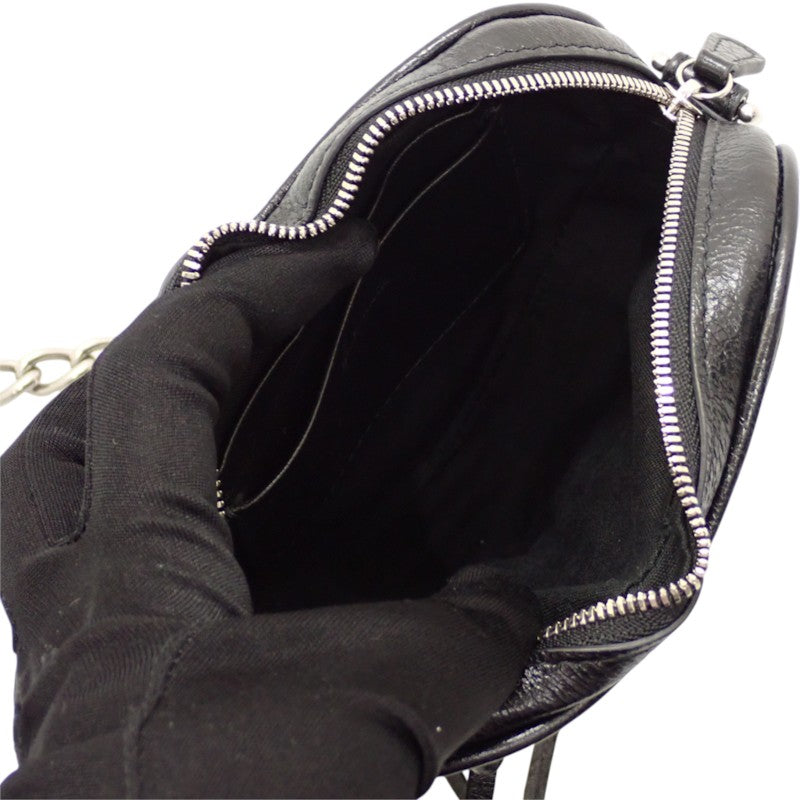 バレンシアガ BALENCIAGA LE CAGOLE ルカゴール ハートミニ 722781_1VG9Y_1000 ショルダーバッグ ラムスキン ブラック シルバー金具 レディース【中古】【ABランク】