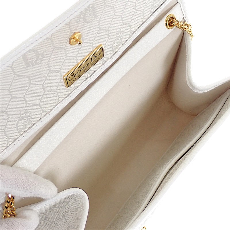 ディオール Dior チェーン ショルダーバッグ PVC レザー ホワイト