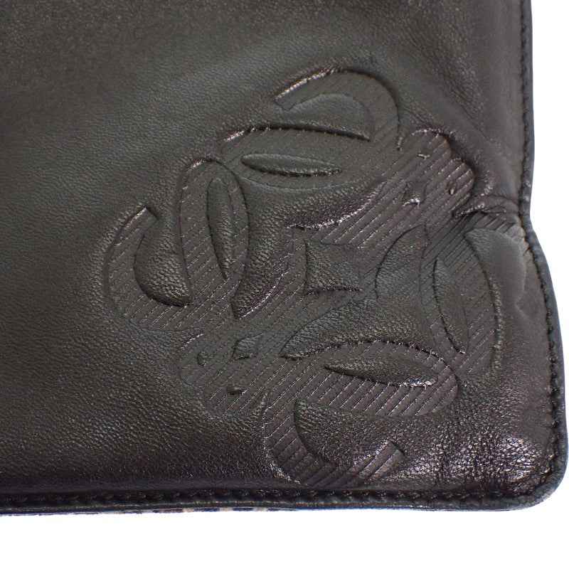 ロエベ LOEWE アナグラムレオパード トートバッグ スウェード カーフ ブラウン ブラック レディース【中古】【Bランク】