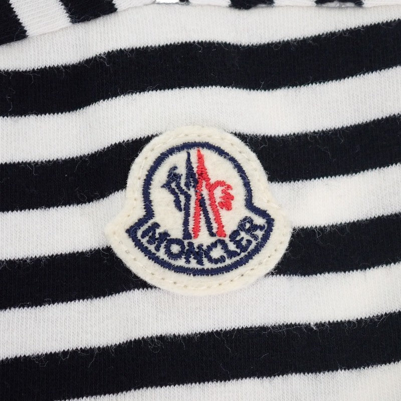 モンクレール MONCLER ドローコード ボーダー カットソー XS D10938082800 半袖Ｔシャツ コットン ポリウレタン ブラック ホワイト レディース【中古】【ABランク】