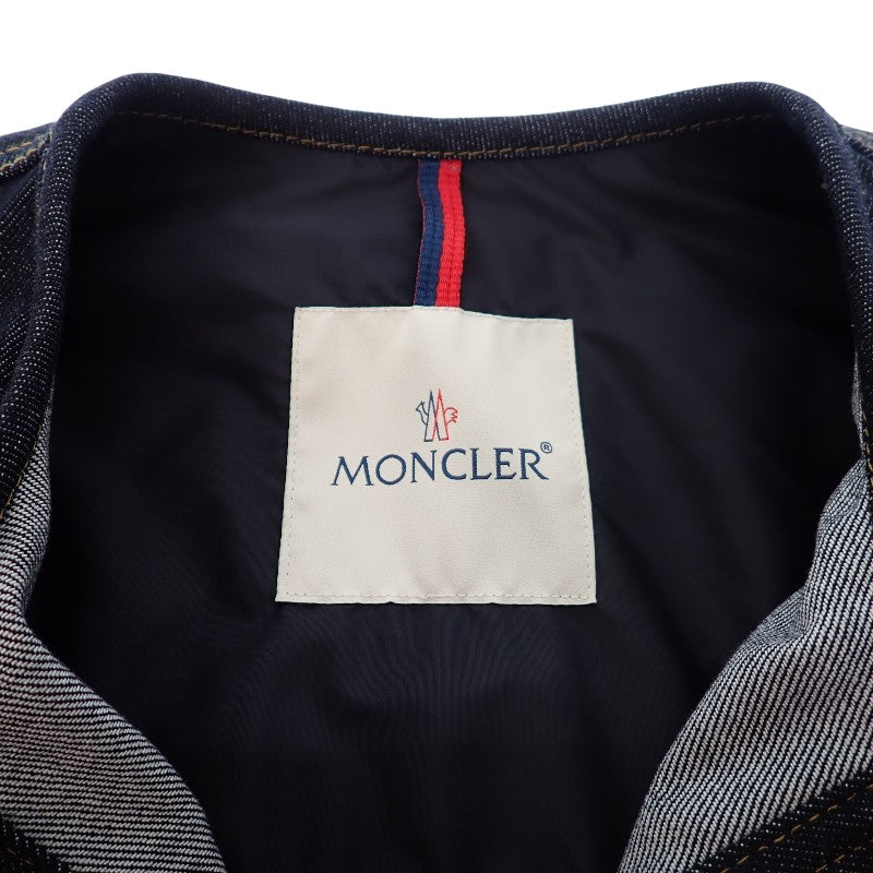 モンクレール MONCLER デニムジャケット ノーカラー TENCHIN GIUBBOTTO 0 K10931A00161_5978H デニムジャケット デニム ナイロン ネイビー ゴールド金具 レディース【中古】【Aランク】