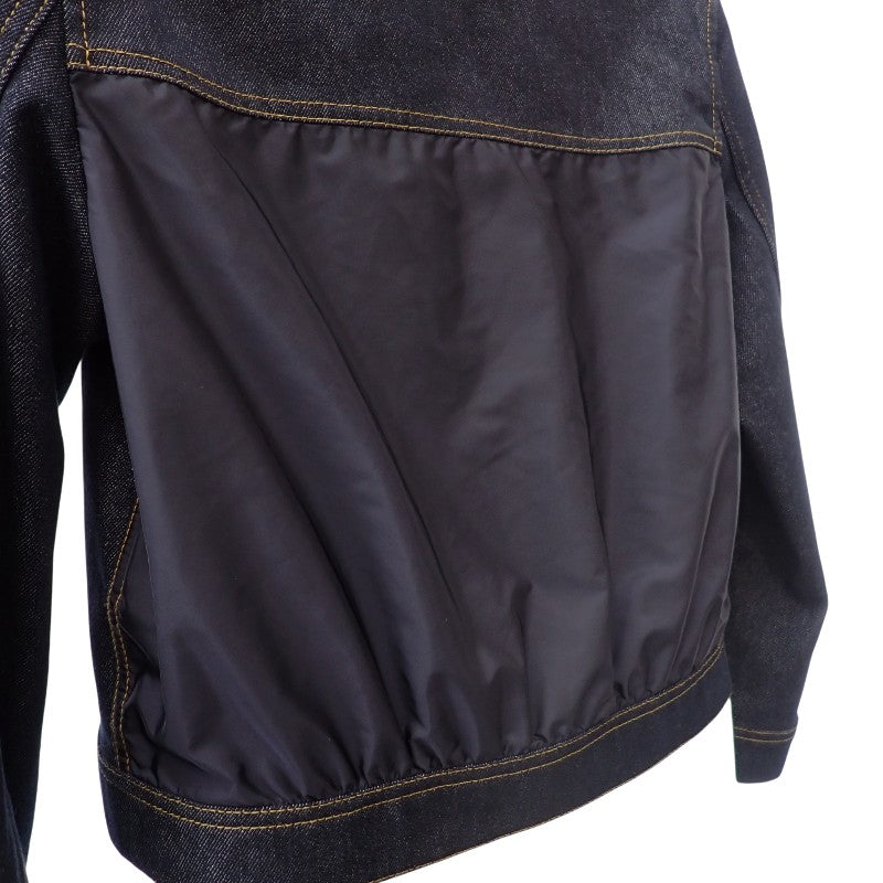 モンクレール MONCLER デニムジャケット ノーカラー TENCHIN GIUBBOTTO 0 K10931A00161_5978H デニムジャケット デニム ナイロン ネイビー ゴールド金具 レディース【中古】【Aランク】