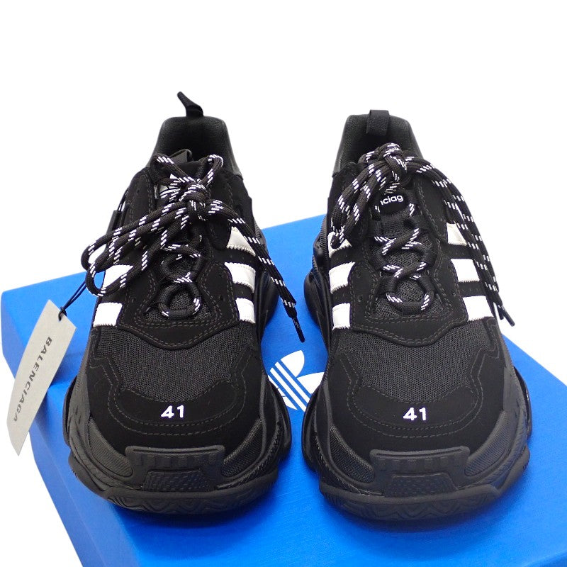 バレンシアガ BALENCIAGA アディダスコラボ Triple S 712821 スニーカー レザー ブラック メンズ【中古】【Aランク】