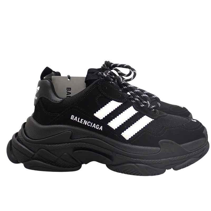 バレンシアガ BALENCIAGA アディダスコラボ Triple S 712821 スニーカー レザー ブラック メンズ【中古】【Aランク】