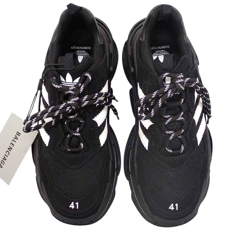 バレンシアガ BALENCIAGA アディダスコラボ Triple S 712821 スニーカー レザー ブラック メンズ【中古】【Aランク】