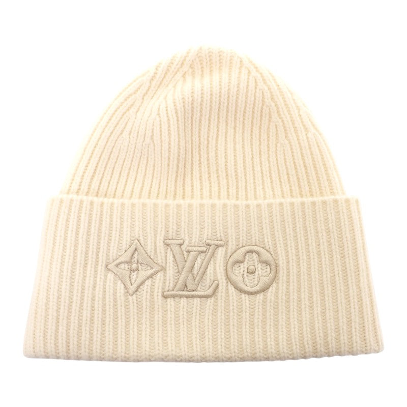 ルイヴィトン LOUIS VUITTON ビーニー・LVヘッドライン ニット帽 S M77873 ニットキャップ ブロン ホワイト レディース【中古】【Aランク】