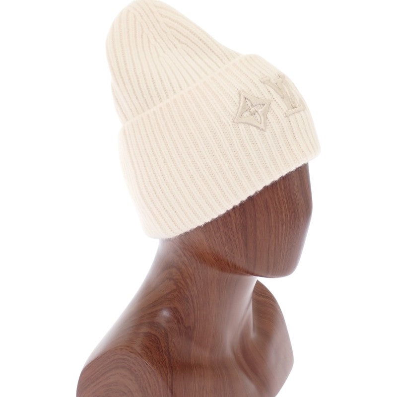 ルイヴィトン LOUIS VUITTON ビーニー・LVヘッドライン ニット帽 S M77873 ニットキャップ ブロン ホワイト レディース【中古】【Aランク】