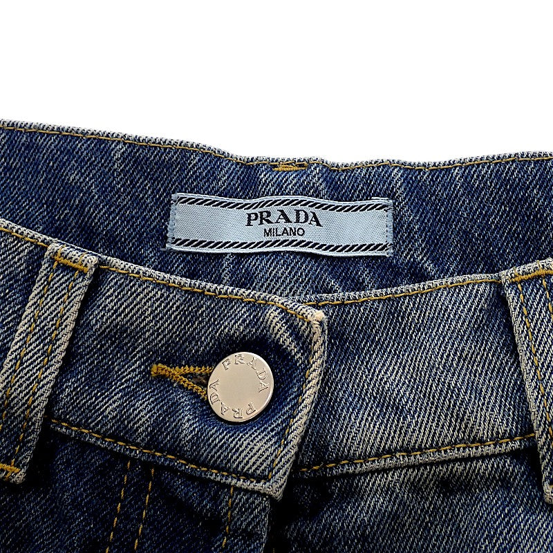 プラダ PRADA 5ポケット ダメージ加工 デニム ジーンズ GFP469 デニムパンツ コットン ブルー 27 メンズ【中古】【Aランク】
