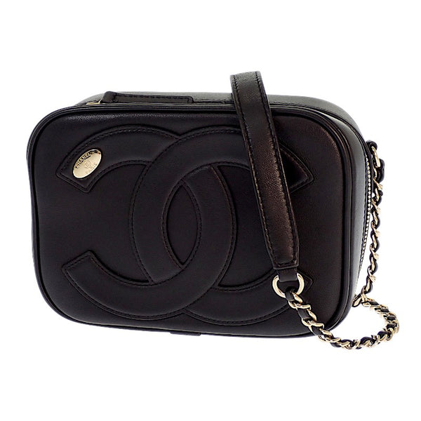シャネル CHANEL ココマーク チェーンショルダー カメラバッグ AS0322 ショルダーバッグ ラムスキン ブラック ゴールド金具 レディース【中古】【ABランク】