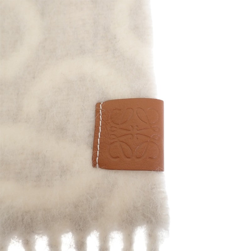 ロエベ LOEWE アナグラム スカーフ F811257X23 マフラー ウール アルパカ グレー ホワイト レディース メンズ【中古】【ABランク】