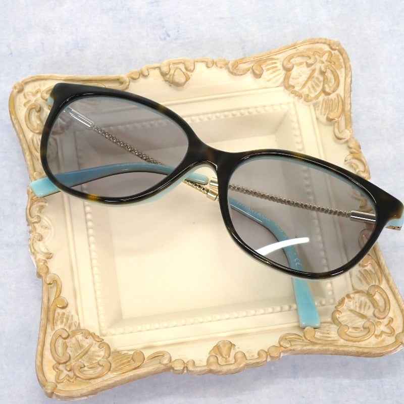 ティファニー TIFFANY&Co. べっこう柄 TF-216R-F_8134 サングラス アセテート ブラウン ブルー レディース【中古】【ABランク】
