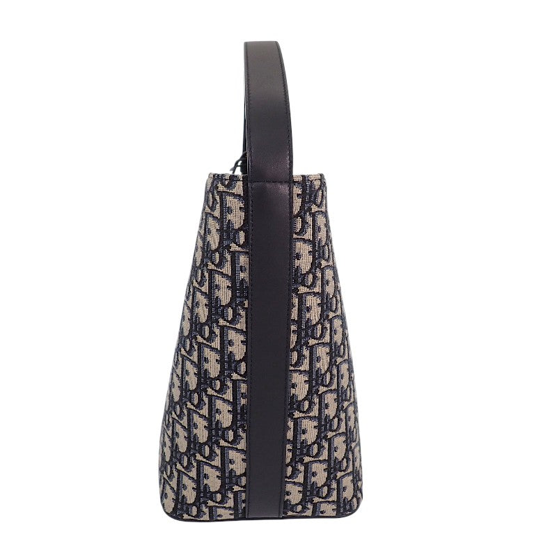 Dior Diorstar Bucket Bag Small M2854UTZQ M928 Shoulder Bag Calf Cotton Fabric Navy Gold Hardware Women's [Used] [A Rank]