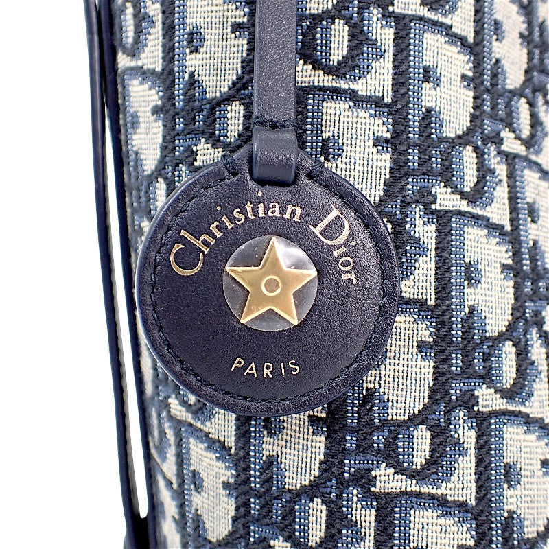 Dior Diorstar Bucket Bag Small M2854UTZQ M928 Shoulder Bag Calf Cotton Fabric Navy Gold Hardware Women's [Used] [A Rank]
