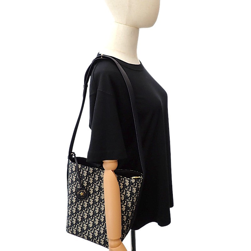 Dior Diorstar Bucket Bag Small M2854UTZQ M928 Shoulder Bag Calf Cotton Fabric Navy Gold Hardware Women's [Used] [A Rank]