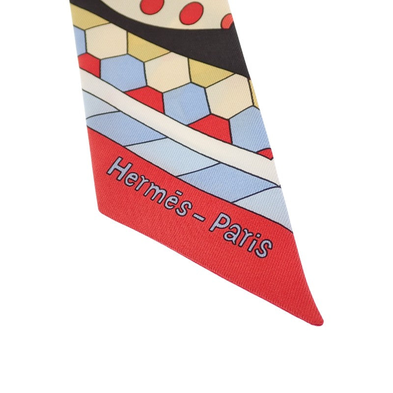 エルメス HERMES ツイリー Les Murmures de la Foret 063005S 08 スカーフ シルク レッド レディース【中古】【Aランク】