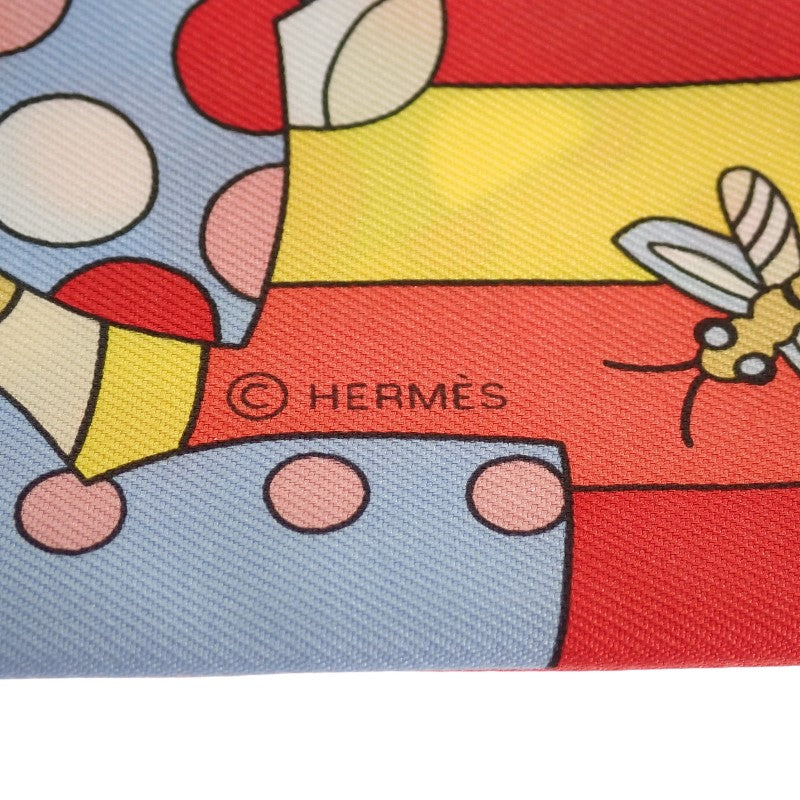 エルメス HERMES ツイリー Les Murmures de la Foret 063005S 08 スカーフ シルク レッド レディース【中古】【Aランク】
