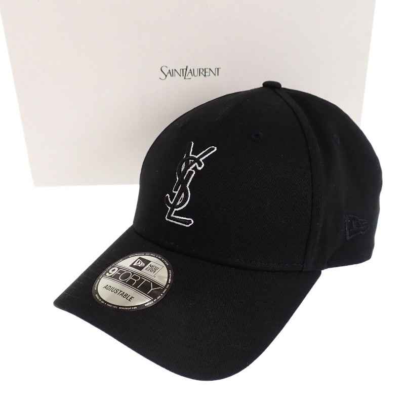 サンローラン SAINT LAURENT ニューエラ YSL モノグラム 9FORTY 687687YCL361000 キャップ コットン ブラック ワンサイズ メンズ レディース【中古】【Aランク】