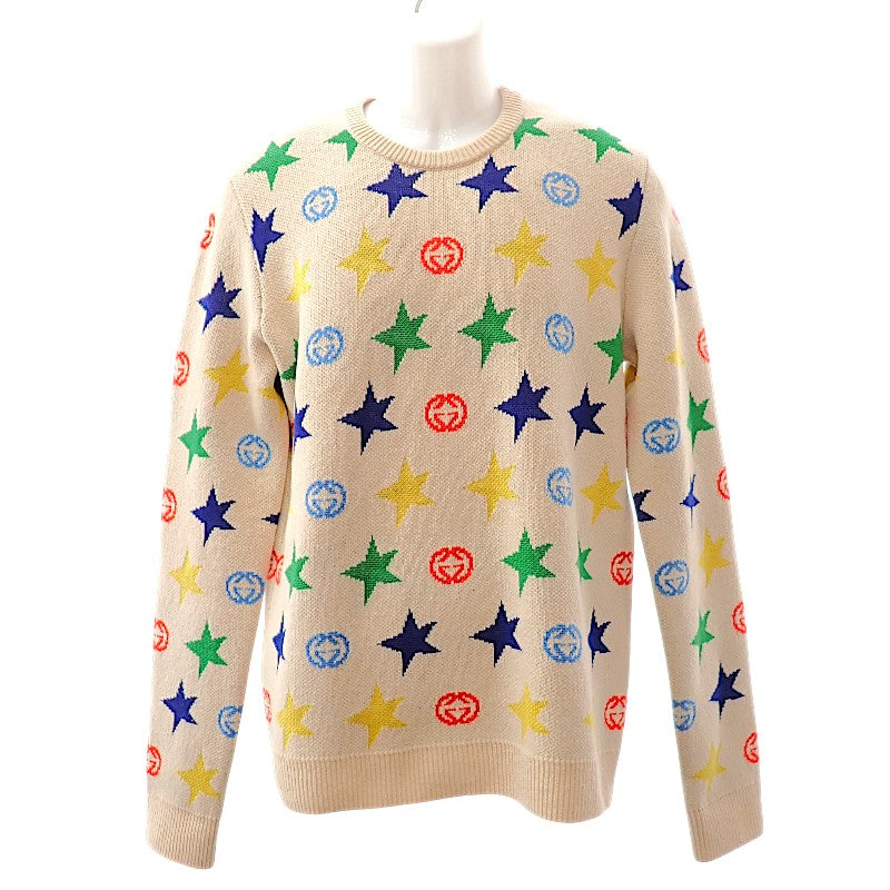 グッチ GUCCI スタープリント ウールニットセーター 21AW M 661835 XKBXY ニット ウール アイボリー メンズ【中古】【Aランク】