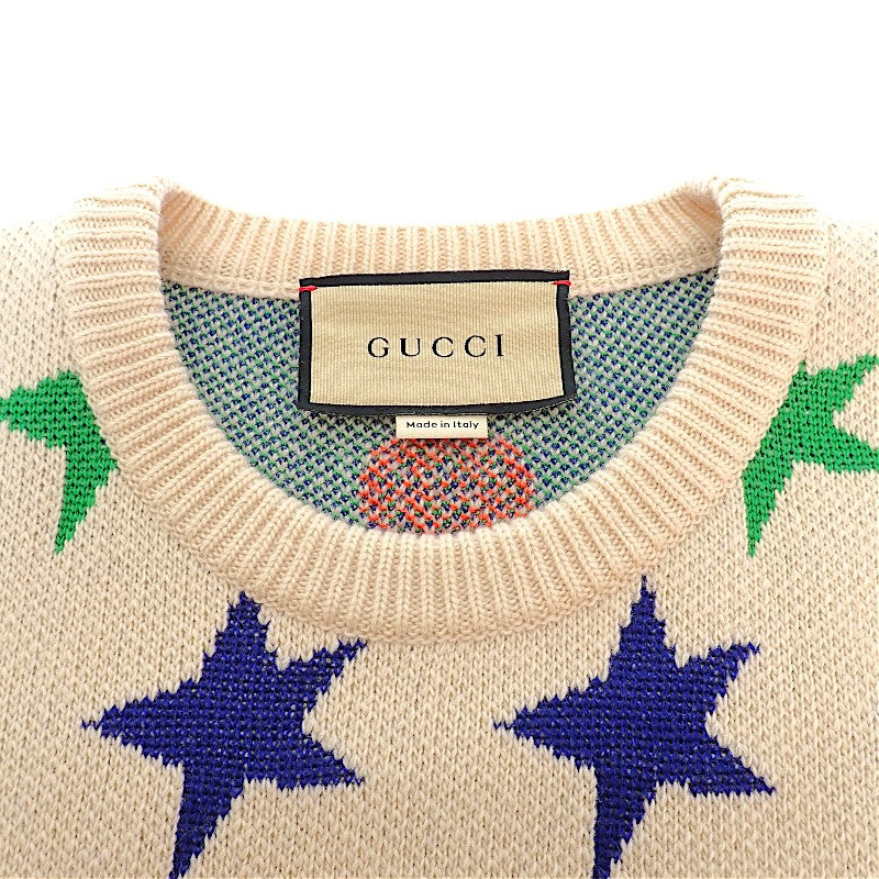 グッチ GUCCI スタープリント ウールニットセーター 21AW M 661835 XKBXY ニット ウール アイボリー メンズ【中古】【Aランク】