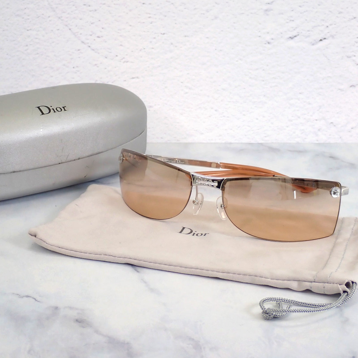 ディオール Dior 度なし グラデーション アイウェア YB7KH サングラス メタル ブラウン レディース【中古】【Bランク】