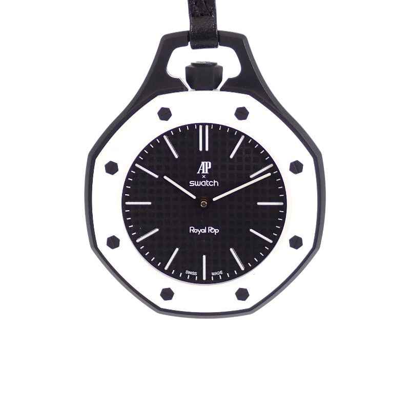 スウォッチ Swatch AUDEMARS PIGUET オーデマ・ピゲ AP コラボ SSX03W101N 懐中時計 セラミック カーフ OCHO NEGRO 手巻き ブラック文字盤 メンズ【中古】【Sランク】