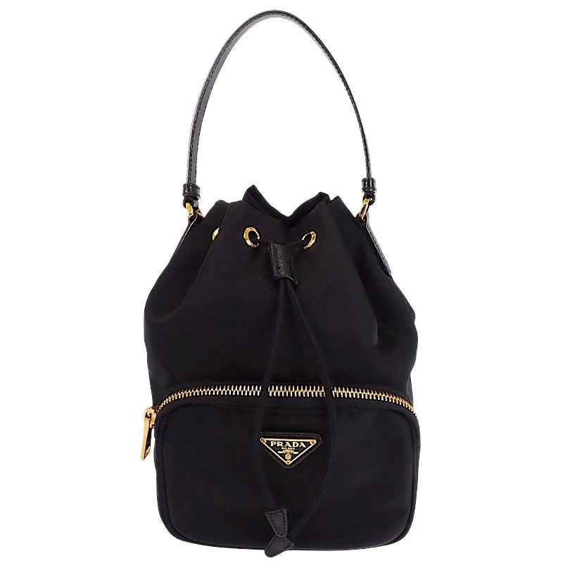 プラダ PRADA デュエット バケット Re-Nylon 1BH038_RV44 2WAYバッグ ナイロン ブラック ゴールド金具 レディース【中古】【ABランク】