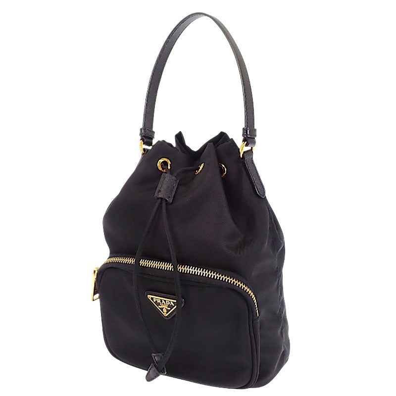 プラダ PRADA デュエット バケット Re-Nylon 1BH038_RV44 2WAYバッグ ナイロン ブラック ゴールド金具 レディース【中古】【ABランク】