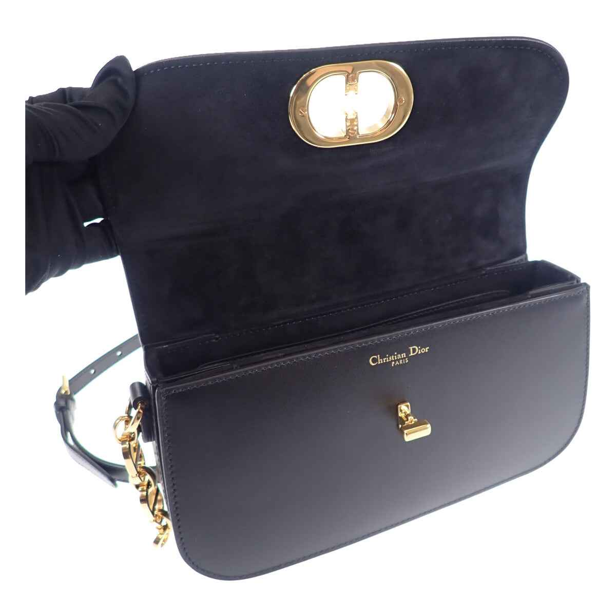 ディオール Dior 30モンテーニュアベニューバッグ スモール M9261UMOA_M900 ショルダーバッグ カーフ ブラック ゴールド金具 レディース【中古】【ABランク】