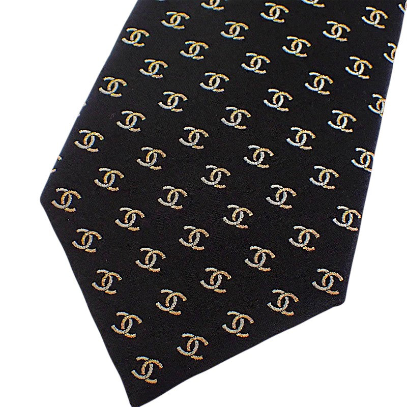 シャネル CHANEL ココマーク ネクタイ シルク ナイロン ブラック メンズ【中古】【Aランク】