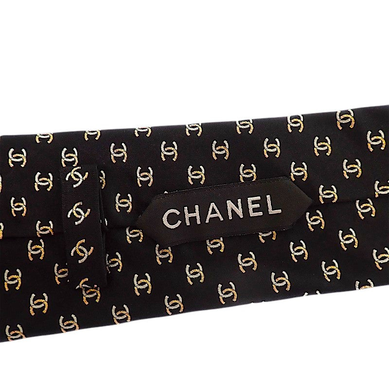 シャネル CHANEL ココマーク ネクタイ シルク ナイロン ブラック メンズ【中古】【Aランク】