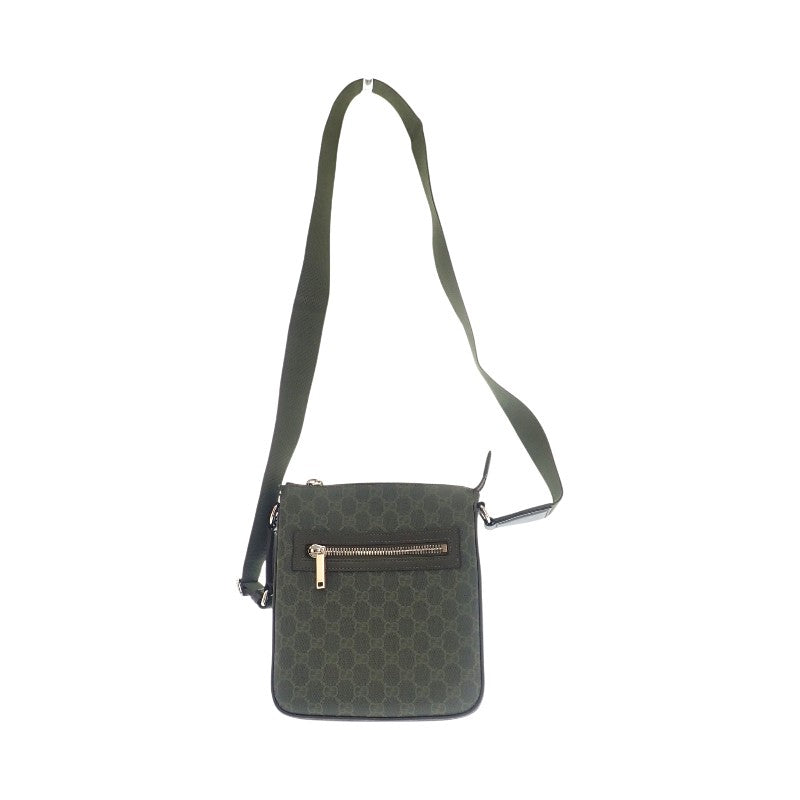 グッチ GUCCI スモール メッセンジャーバッグ 792082 ショルダーバッグ GGスプリームキャンバス カーキ シルバー金具 メンズ【中古】【Aランク】