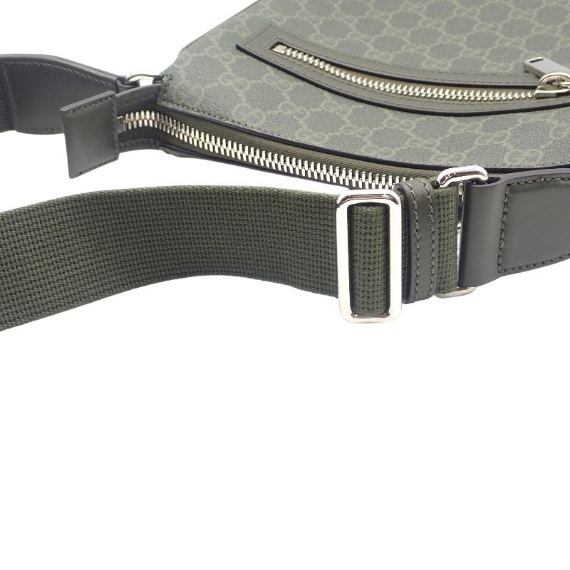 グッチ GUCCI スモール メッセンジャーバッグ 792082 ショルダーバッグ GGスプリームキャンバス カーキ シルバー金具 メンズ【中古】【Aランク】