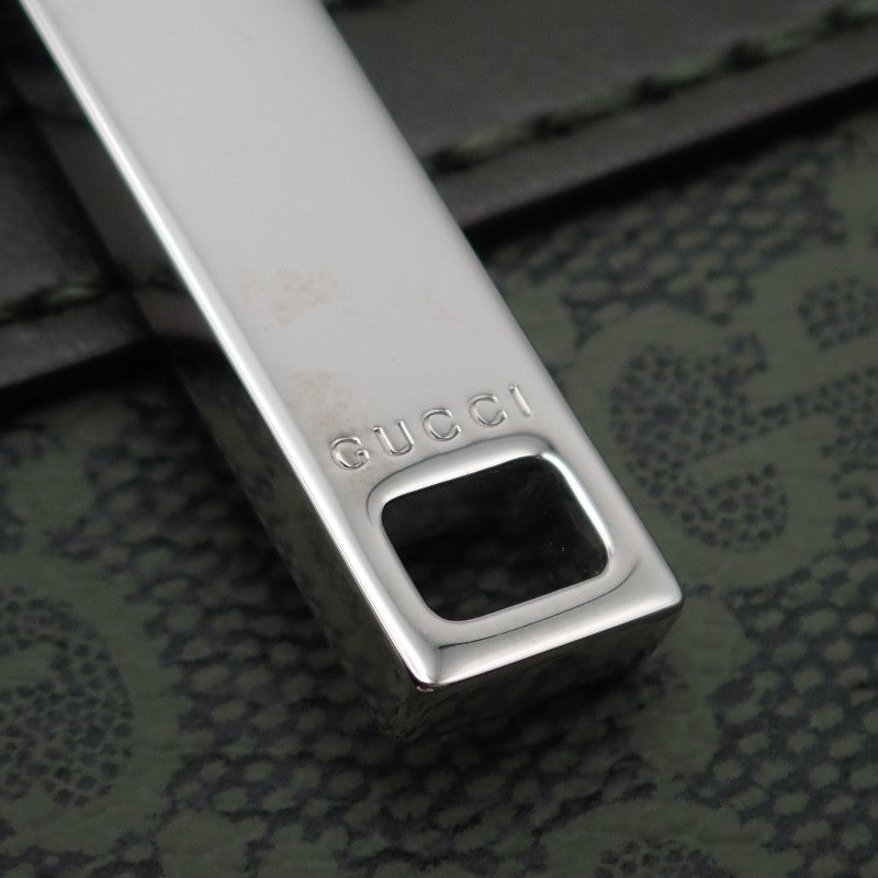 グッチ GUCCI スモール メッセンジャーバッグ 792082 ショルダーバッグ GGスプリームキャンバス カーキ シルバー金具 メンズ【中古】【Aランク】