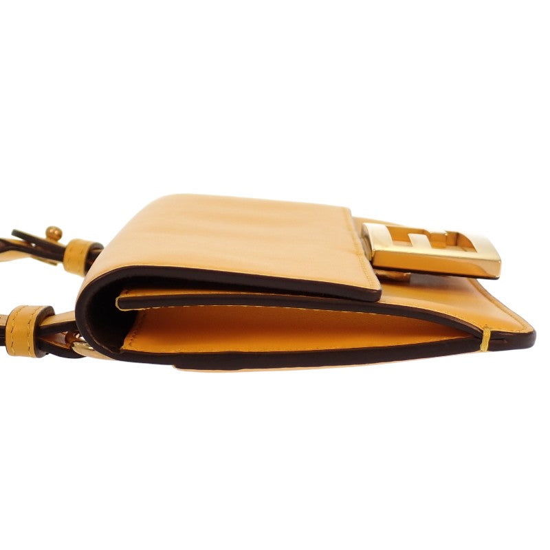 フェンディ FENDI フラットバゲットミニ 8BS039 ショルダーバッグ レザー イエロー ゴールド金具 レディース【中古】【Aランク】