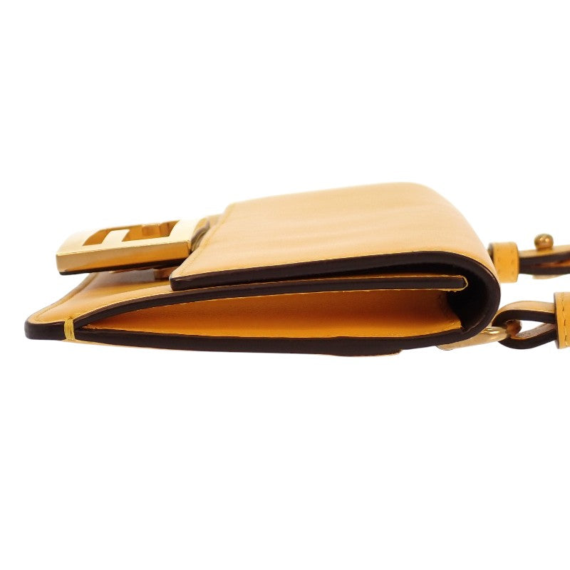 フェンディ FENDI フラットバゲットミニ 8BS039 ショルダーバッグ レザー イエロー ゴールド金具 レディース【中古】【Aランク】