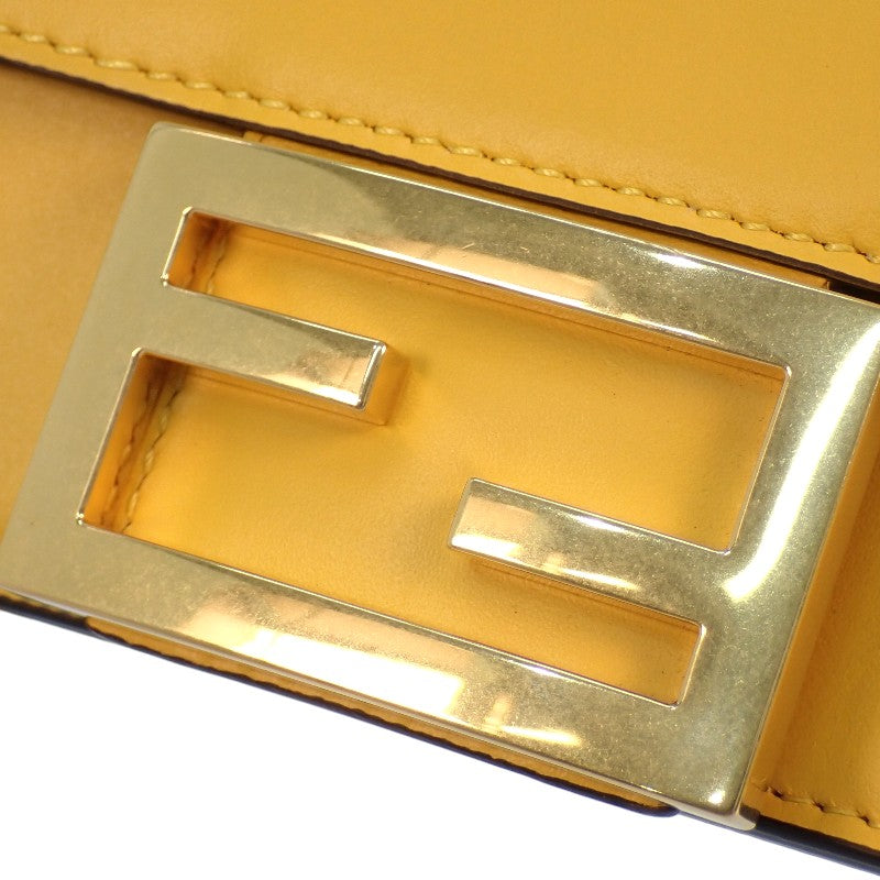 フェンディ FENDI フラットバゲットミニ 8BS039 ショルダーバッグ レザー イエロー ゴールド金具 レディース【中古】【Aランク】
