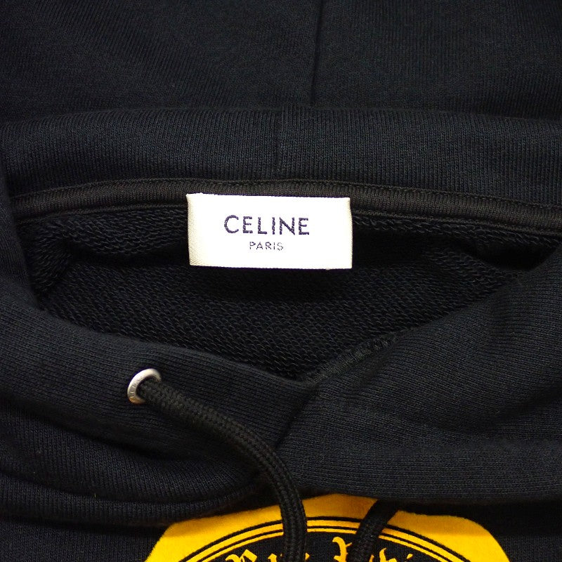 セリーヌ CELINE BLASONルーズフーディ M RY033670Q パーカー コットン ブラック メンズ【中古】【Aランク】
